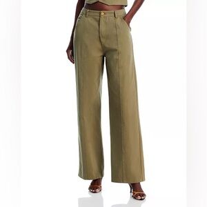 Aqua X Liat Baruch Olive Twill Wide Leg Pants Size Medium